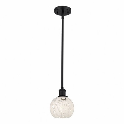 White Mouchette - 1 Light Stem Hung Mini Pendant In Modern Style-8 Inches Tall and 6 Inches Wide