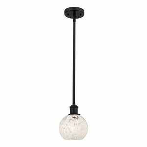 White Mouchette - 1 Light Stem Hung Mini Pendant In Modern Style-8 Inches Tall and 6 Inches Wide - 1 of 1