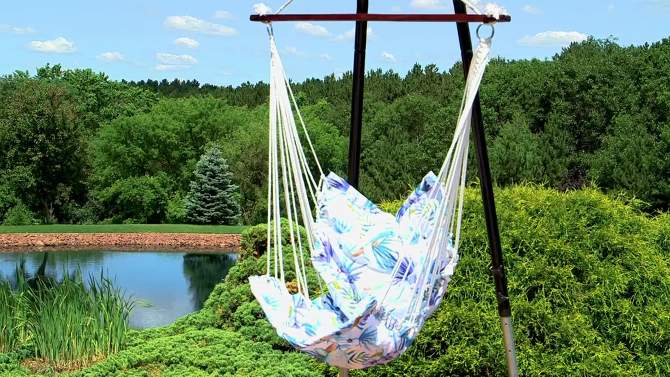 Sunnydaze Hanging Hammock Chair Swing with Spreader Bar and Padded Back for Backyard and Patio - 300 lb Weight Capacity - Parrot Print, 2 of 12, play video