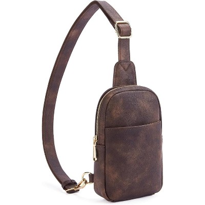 Small Sling Bag for Women Leather Crossbody Fanny Packs Chest Bag for Women