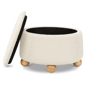 Namesake Tuffet Storage Ottoman with Wooden Ball Feet and Lift Top - 1 of 4