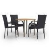 vidaXL Patio Dining Set Dining Table and Chairs Furniture Set Poly Rattan - Black 4 - 2 of 4