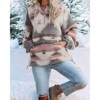 Imily Bela Womens Casual Aztec  Half Zip Up Hoodie Oversized Long Sleeve Ethnic Hooded Pullover - 2 of 3