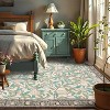 Washable Area Rug - Thin Low Pile, Farmhouse Botanical Print, Large Living Room/Dining Room/Bedroom Carpet - 4 of 4