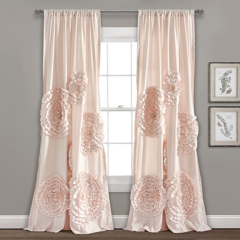 Home Boutique Serena Window Curtain Panel Blush Single 54X84, 1 of 2