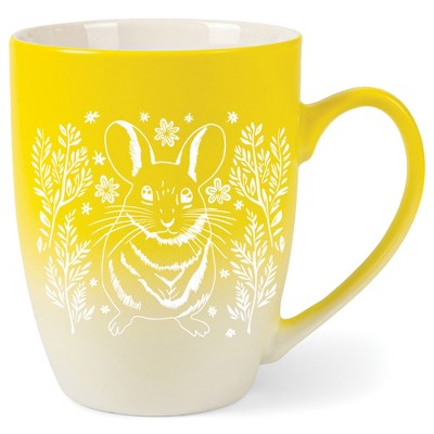 Elanze Designs 12 Ounce Vibrant Two Toned Ombre Ceramic Tea Coffee Cup Mug Yellow White Springtime Mouse