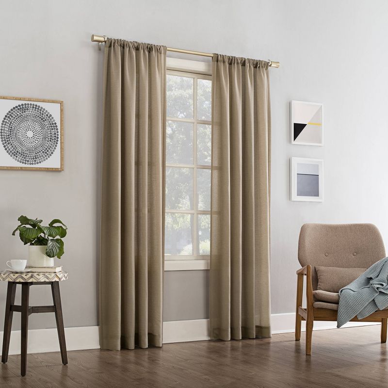 No. 918 Light Filtering Semi-Sheer Amalfi Linen Blend Textured Rod Pocket Curtain Panel, 3 of 8