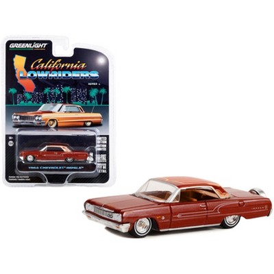 1964 Chevrolet Impala Copper Brown Metallic with Graphics "California Lowriders" Series 2 1/64 Diecast Model Car by Greenlight