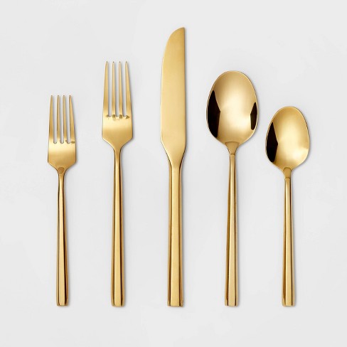 5pc Stainless Steel Izon Mirror Flatware Set Gold - Project 62™ - image 1 of 4