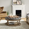 Chloe Vegan Leather Round Cocktail Ottoman with Storage and Nailhead | ARTFUL LIVING DESIGN - 3 of 4
