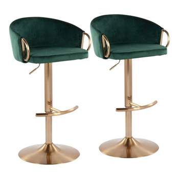 Set of 2 Claire Adjustable Barstools Gold/Green - LumiSource