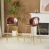 Christopher Knight Home Valeska Contemporary Upholstered Bar Stool with Gilded Metal Legs (Set of 2) - 2 of 4