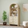 Gulches Modern Farmhouse Arched Kitchen Pantry - Wood Storage Cabinet with Adjustable Shelves & 3 Drawers, Versatile Cupboard - 3 of 4