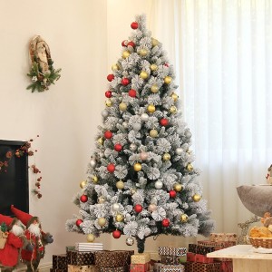 Whisen 6.5FT Prelit Artificial Christmas Tree with 350 Clear Lights and 1107 Tips, Metal Stand - Green - 1 of 4