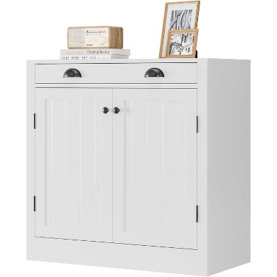 Jojoka White Sideboard Buffet Cabinet with Drawer, Adjustable Shelves, and Anti-Tip Design for Kitchen and Living Room
