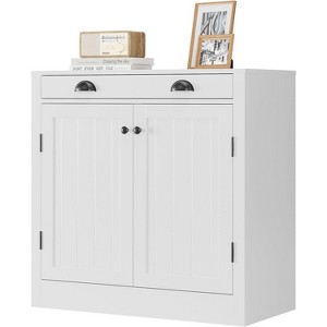 Jojoka White Sideboard Buffet Cabinet with Drawer, Adjustable Shelves, and Anti-Tip Design for Kitchen and Living Room - 1 of 4