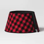 25" Roll-Up Buffalo Check Fabric Christmas Tree Collar Red/Black - Wondershop™