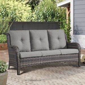 Gymojoy Outdoor 3-Seat Sofa PE Wicker Sofa Rattan Patio Sofa Couch For Garden - 1 of 4