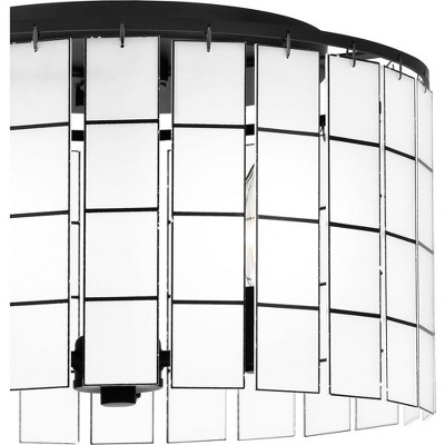 Seigler Matte Black 14" Glass Drum Semi-Flush Mount Light