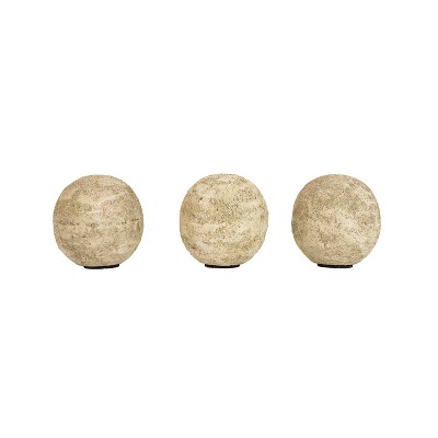 3" Charlotte Decorative Tabletop Antique White Ceramic Terracotta Balls, Set of 3