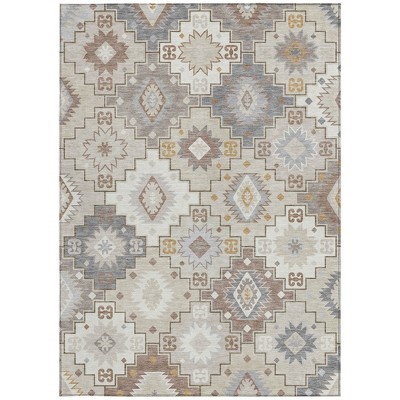 HomeRoots 10' X 14' Ivory Gold And Gray Southwestern Washable Indoor Outdoor Area Rug