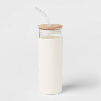 16.9oz Glass Straw Tumbler with Silicone Sleeve White - Opalhouse™