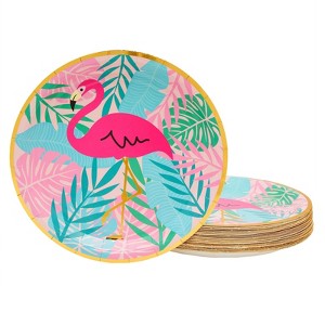 Sparkle and Bash 48 Pack Pink Flamingo Plates for Kids Birthday, Tropical Party Decorations, 9 in - 1 of 4