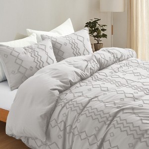Peace Nest Tufted Clipped Jacquard Geometric Duvet Cover & Pillowcase Set - 1 of 4
