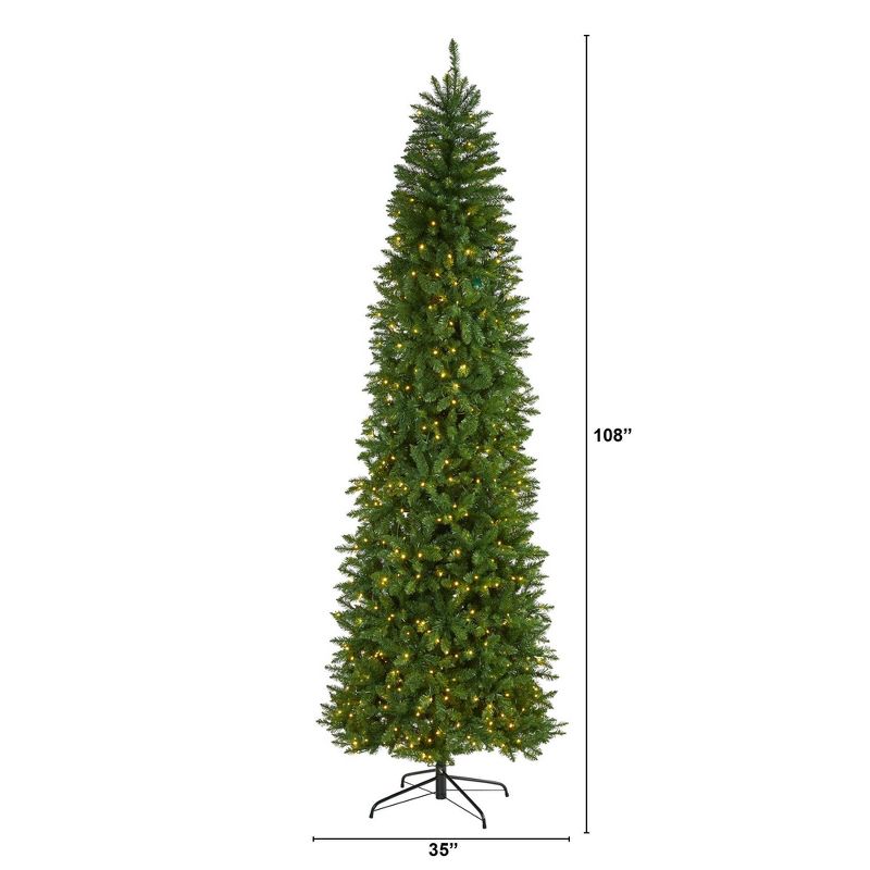 9ft Nearly Natural Pre-Lit LED Slim Mountain Pine Artificial Christmas Tree Clear Lights, 3 of 10