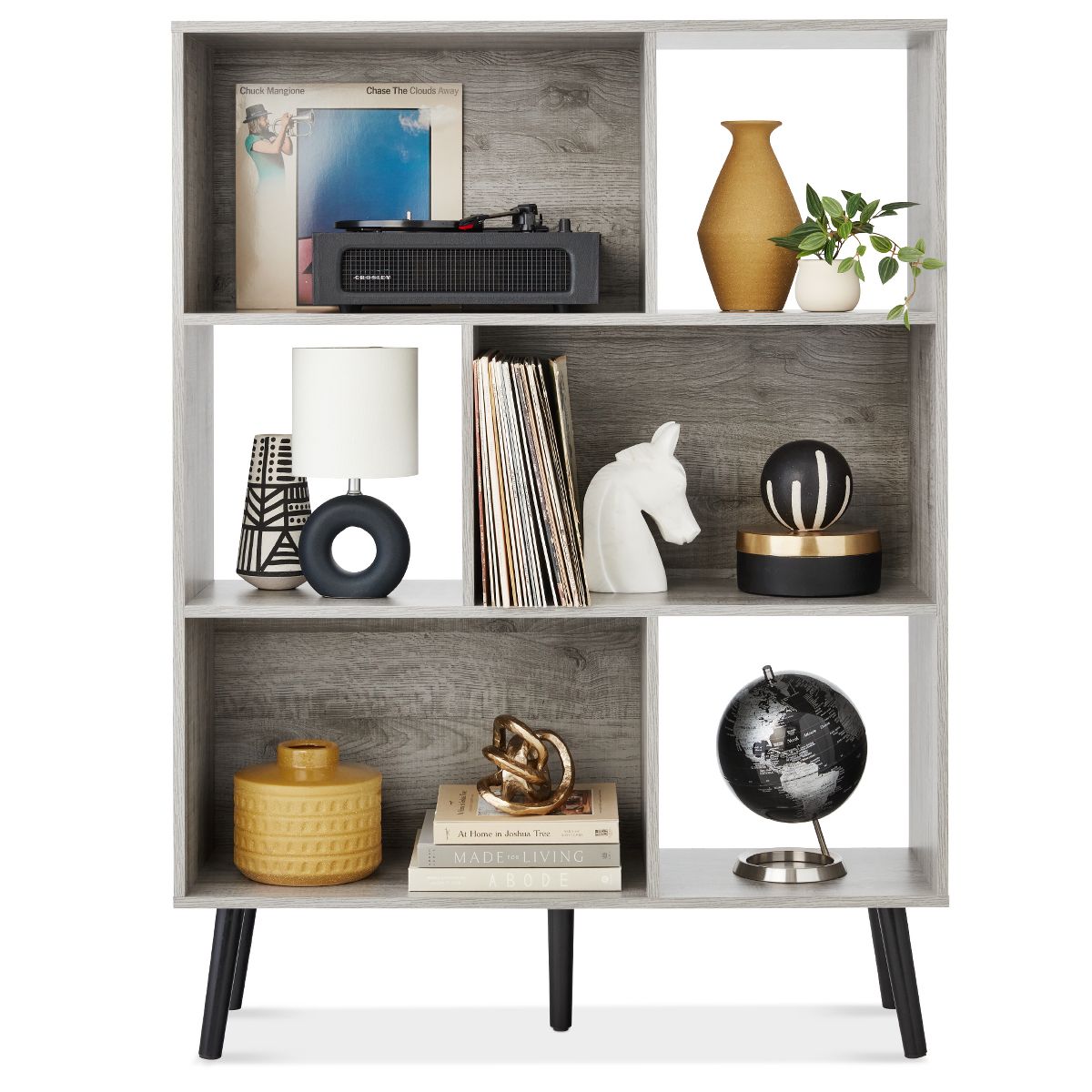 Best Choice Products 3-Tier Mid-Century Modern Wooden Bookcase w/ Removable Back Panels, Offset Pine Legs - Brown - thumbnail 8