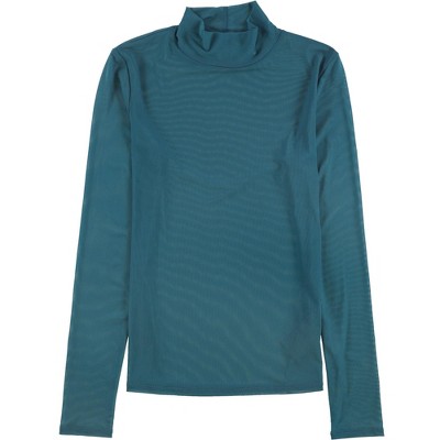 GUESS Womens Sheer Mesh Pullover Blouse, Blue, X-Small