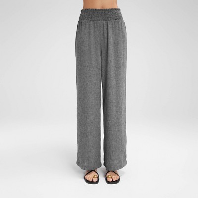 Women's Wide Shirred Waistband Straight Pants - Wild Fable™ Dark Gray 2X