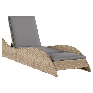 vidaXL Patio Sun Lounger Beige PE Rattan, Powder-Coated Steel Extra Long - 1 of 4