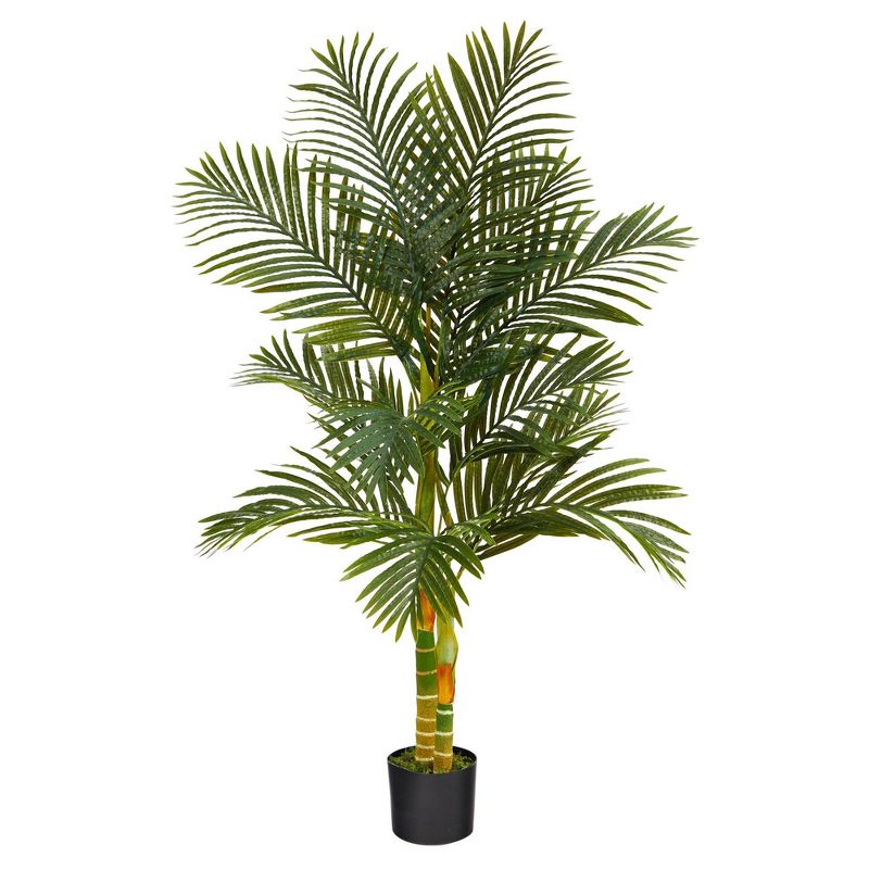 Nearly Natural 5’ Double Stalk Golden Cane Artificial Palm Tree, 1 of 2