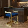 HomeRoots 26" Blue and Gold Metal and Velvet Low Back Counter Height Bar Chair - 2 of 4