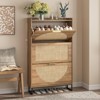 Large Rattan Shoe Storage Cabinet with 4 Flip Drawers - 3 of 4