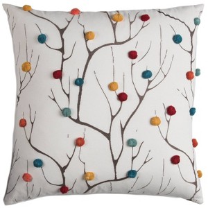 20"x20" Oversize Abstract Square Throw Pillow Cover Ivory - Rizzy Home: Embroidered, Textural, Removable Cover, Indoor Use - 1 of 3