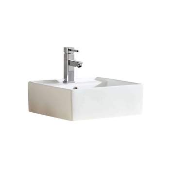 Fine Fixtures Square Vessel Bathroom Sink Vitreous China Without Overflow