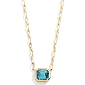 Birthstone Pendant Necklace for Women, Delicate Paperclip Chain Fashion Jewelry - 1 of 4