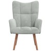 vidaXL Modern Light Grey Velvet Armchair with Wooden Legs, Thick Padded Foam Seat, Aesthetic Blocks on Backrest - Light Gray - 3 of 4