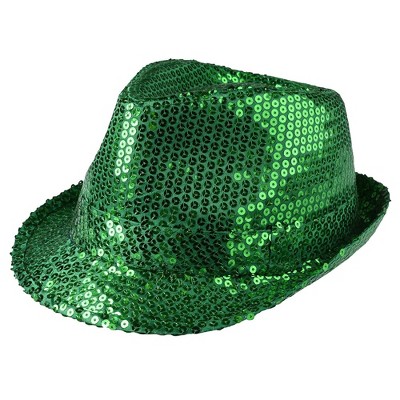 Dress Up America Sequined Fedora Hat For Adults - Green : Target