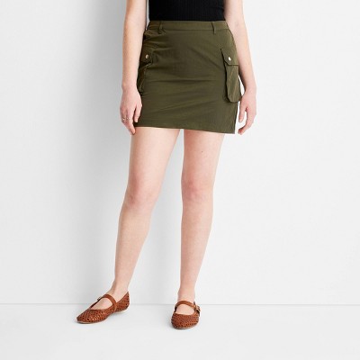 Women's Cargo Mini Skirt - Future Collective Dark Olive Green