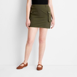 Women's Cargo Mini Skirt - Future Collective Dark Olive Green - 1 of 3