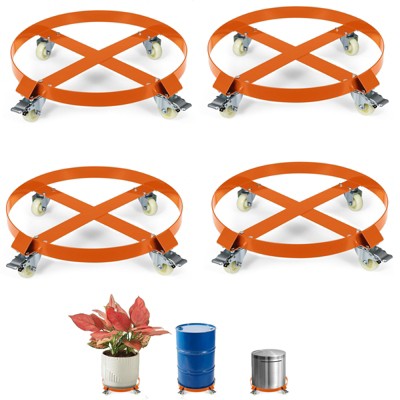 55 Gallon Drum Dolly, 1000 lbs Load Capacity Trash Can Dolly With 4 Swivel Casters & Cross Braces, Non Tipping Hand Truck, Barrel Dolly