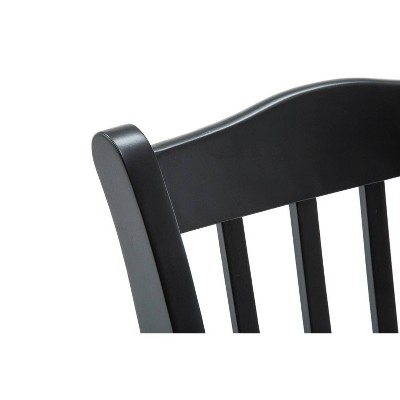 Set of 2 Black and Oak High Slat Back Dining Chairs