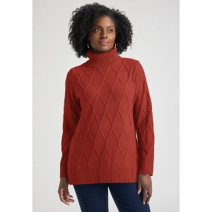 Jessica London Women's Plus Size Cable Turtleneck Sweater - 1 of 4