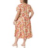 Women's Plus Size Floral Print Crew Neck Tulip Short Sleeve Flowy Summer A Line Midi Dresses with Pockert- Agnes Orinda - 4 of 4