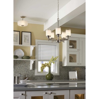 Alexa Brushed Nickel Semi-Flush Mount Light with Glass Shade