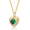 Guili Sterling Silver 14k Yellow Gold Plated Sunray Heart Pendant with Emerald Cubic Zirconia for Timeless Beauty and Unmatched Elegance - 3 of 3