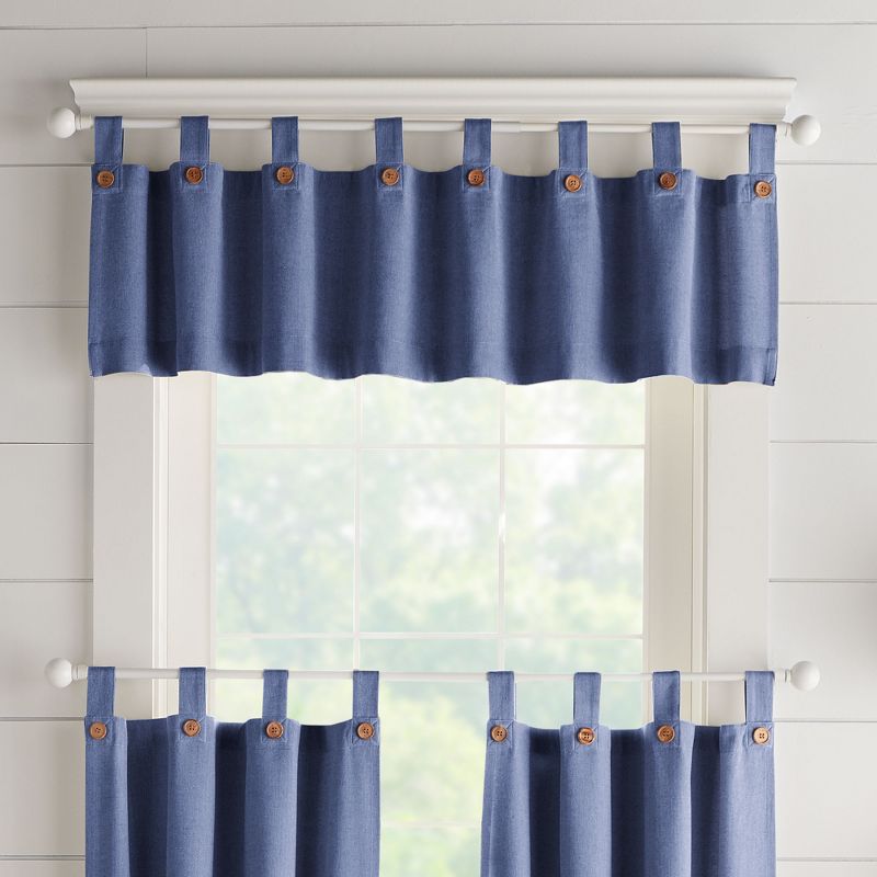 Tucker Solid Button Tab Top Window Kitchen Valance - Elrene Home Fashions, 1 of 4